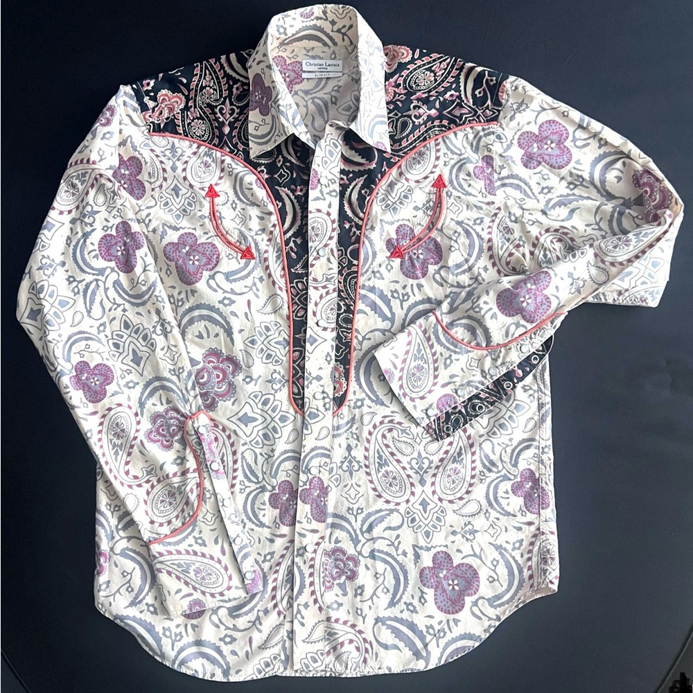 Christian Lacroix Purple and Black Paisley Shirt